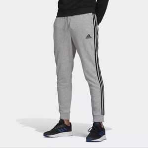 Adidas Essentials Men's French Terry Tapered-Cuff 3-Stripes Pants